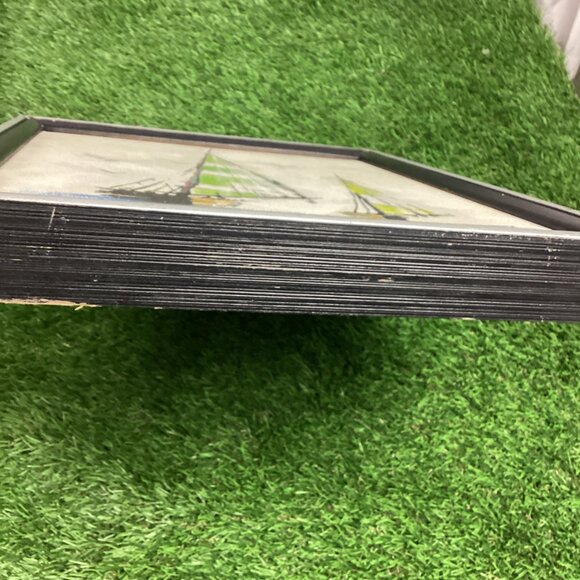 Vintage Mid Century Oil Painting Set Signed Sail Boats - Picture 13 of 16